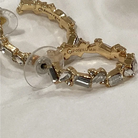 BaubleBar Marley Gold Hoop Earrings with Clear Gemstones - Picture 3 of 7